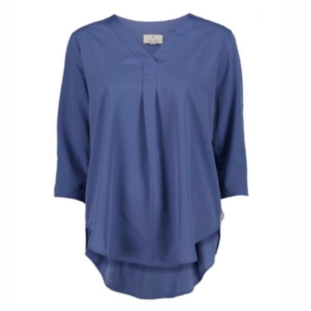 Blue 3/4 Sleeve V-Neck Tunic, M